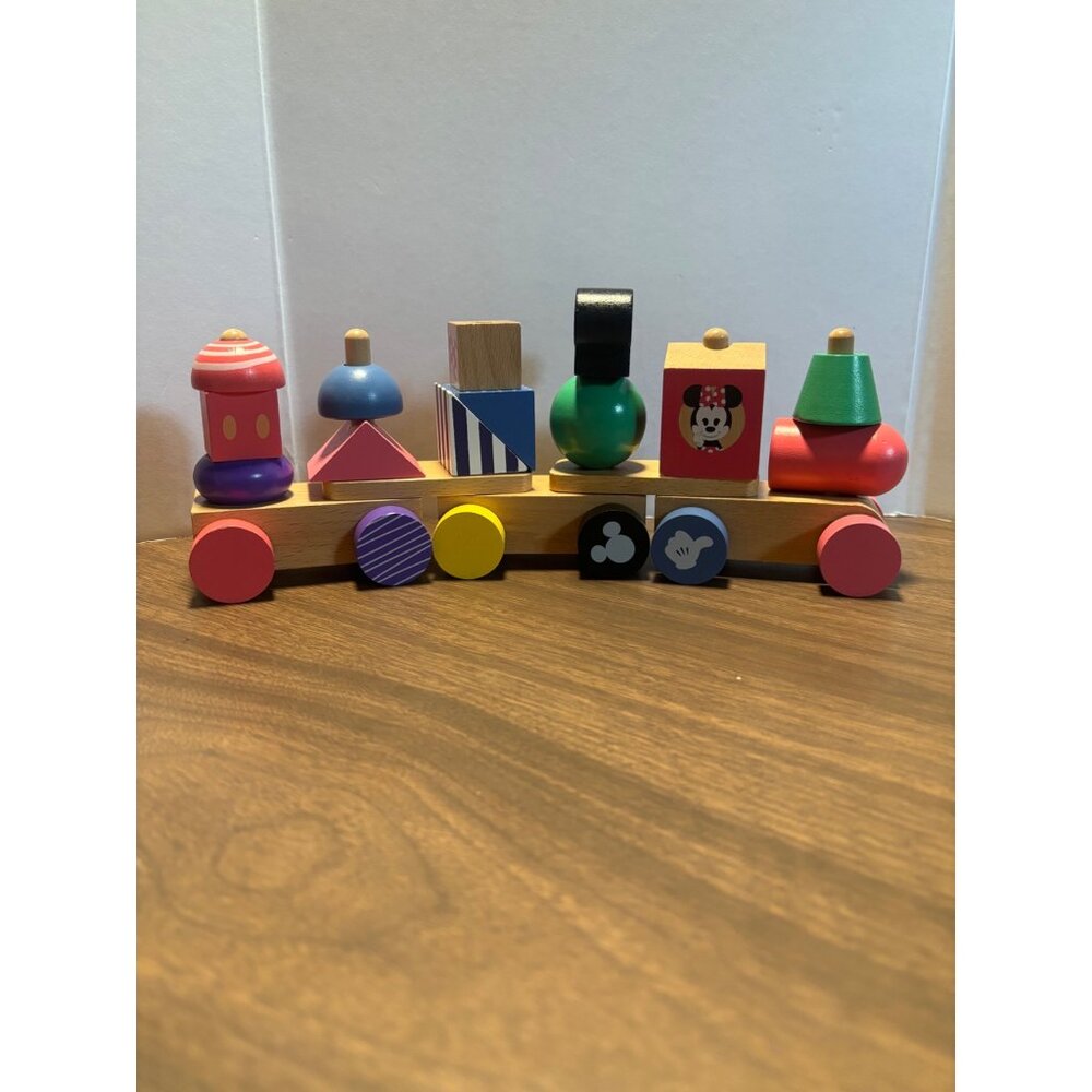Disney Wooden Stacking Train Toy  Mickey Mouse Wood Block Set Kids Pretend Play